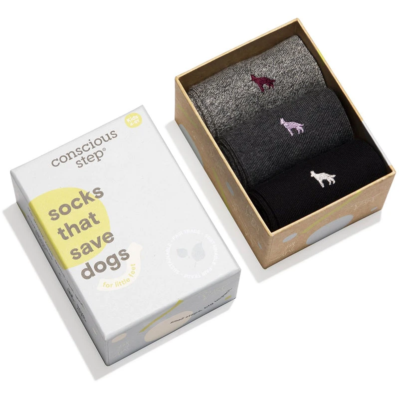 Kids Socks That Save Dogs Gift Box 3pk - Image 2
