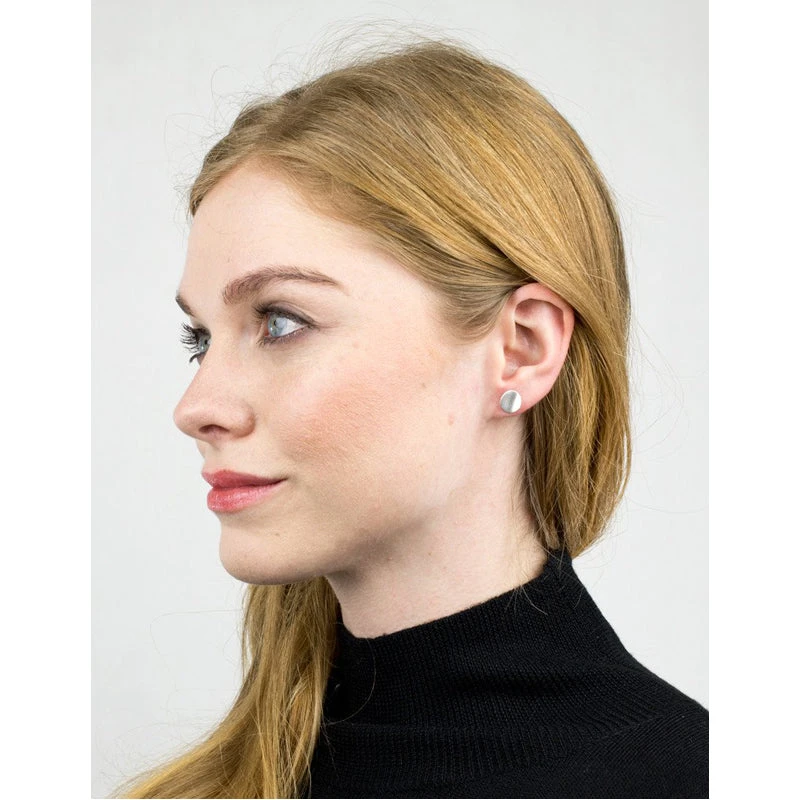 Silver Contour Stud Earrings - Image 2