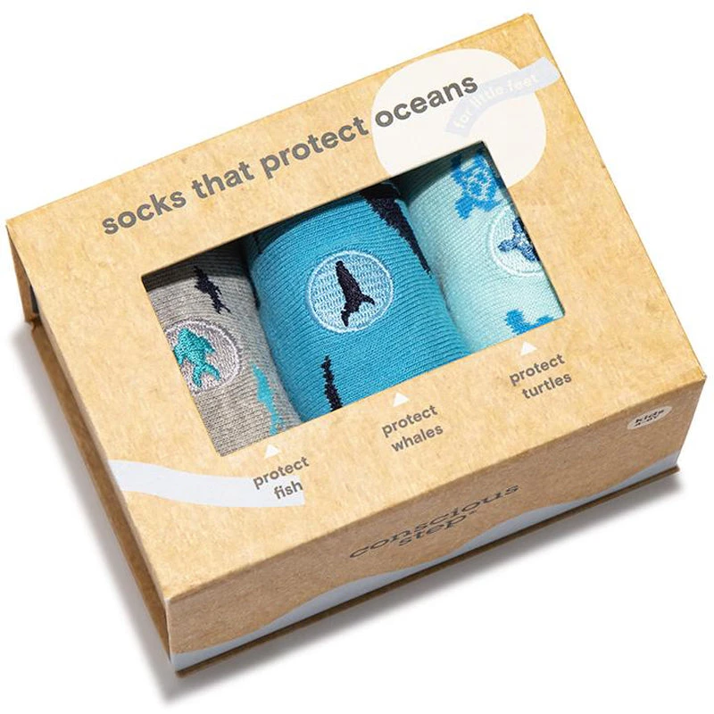 Kids Socks That Protect Oceans Gift Box 3pk - Image 2