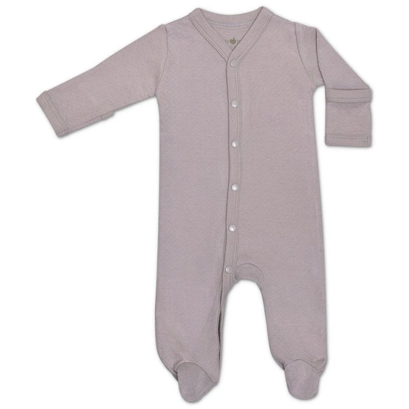Grey Pointellle Long Sleeve Baby Footie