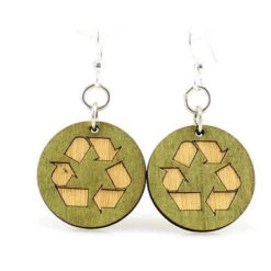 Recycle Symbol Wooden Earrings