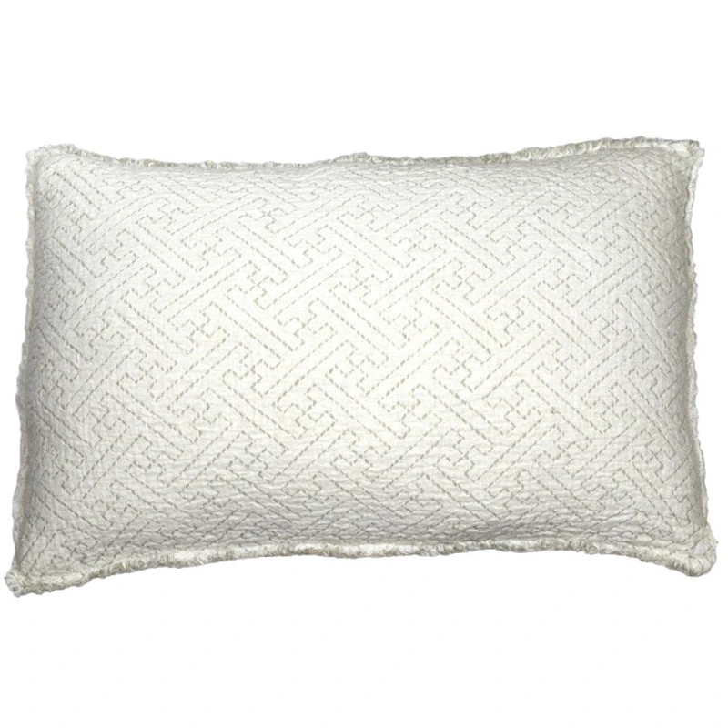 Stonewashed Linen Lumbar Decorative Pillow Cover - Natural And Ivory