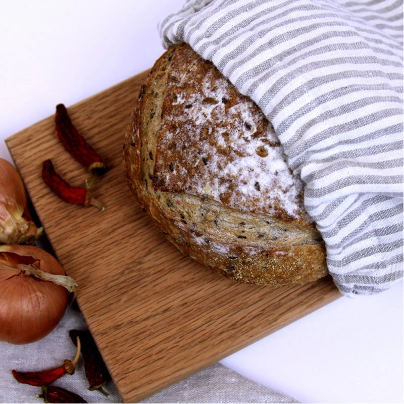 Linen Bread Bag - Thin Stonewashed - Grey Stripe - Image 3