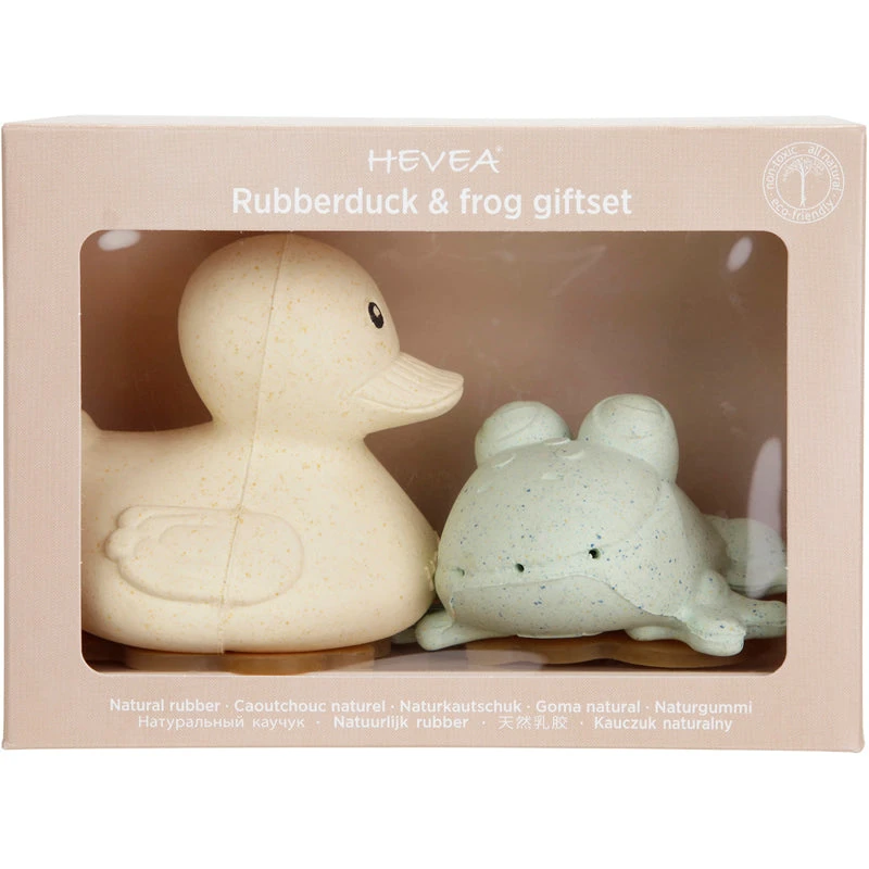 Hevea Natural Rubber Duck And Frog Bath Toy Gift Set - Image 2