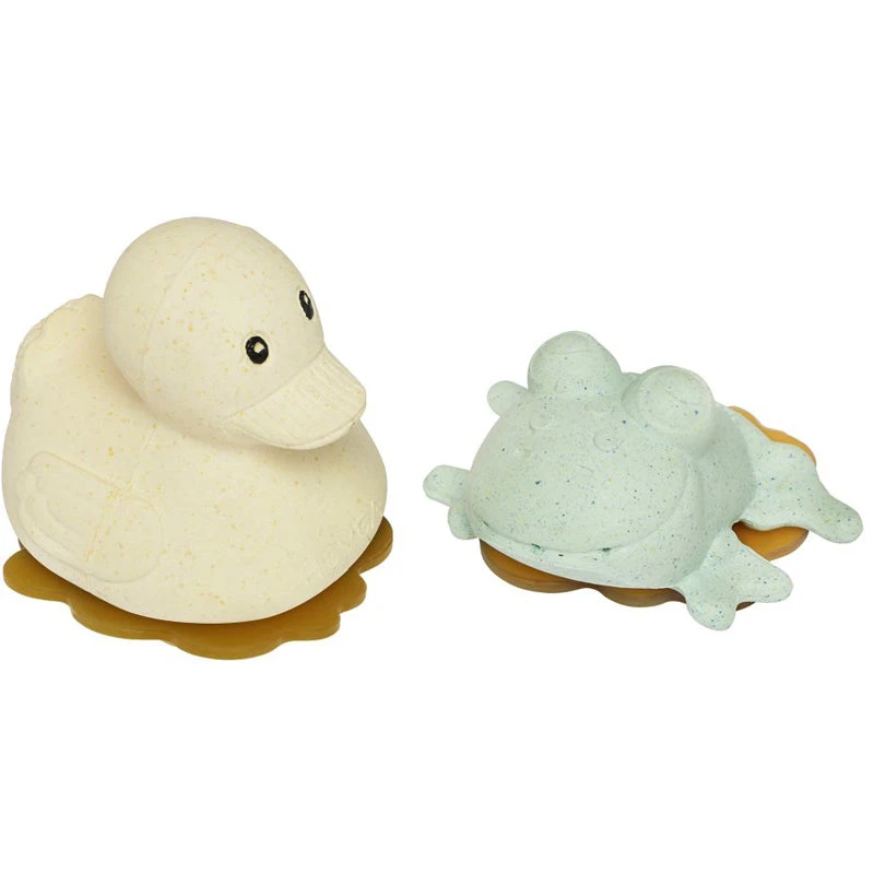Hevea Natural Rubber Duck And Frog Bath Toy Gift Set