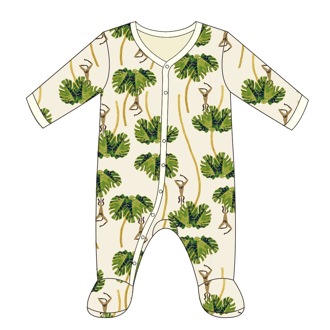 Dancing Palms Long Sleeve Baby Footie - Image 2