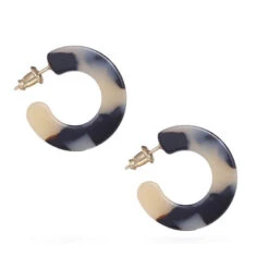 Beige Tort Goody Hoop Earrings