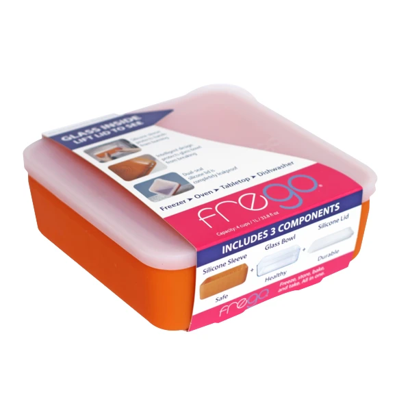 4 Cup Glass Food Storage - Orange