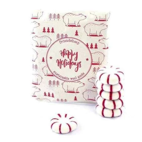 Peppermint Wool Ornaments 6pk - Image 2