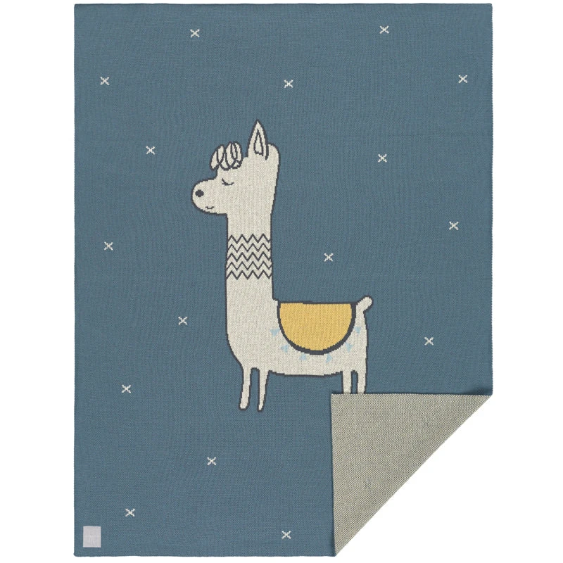 LÄSSIG Glama Llama Organic Cotton Knitted Baby Blanket