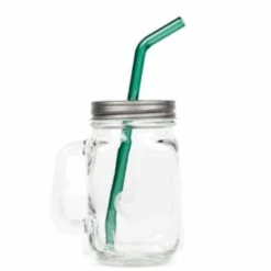 Mason Jar, Lid, And Reusable Straw Combo