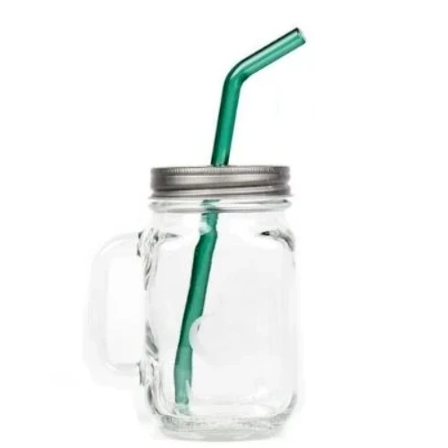Mason Jar, Lid, And Reusable Straw Combo