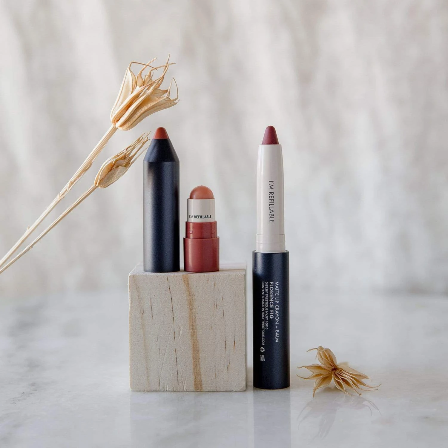 Matte Lip Crayon + Balm- Zero Waste Makeup, Refillable, Vegan - Image 3