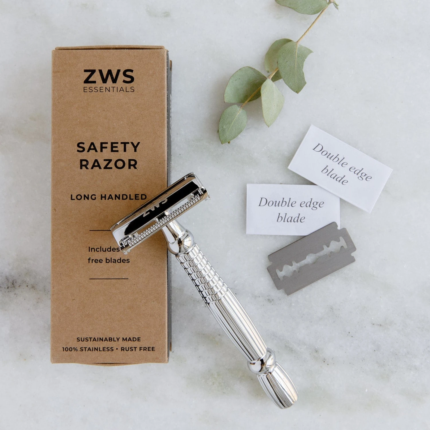 Zero Waste Safety Razor - Sustainable Razor - Stainless Steel, Single Blade, 10 Free Blades - Image 7