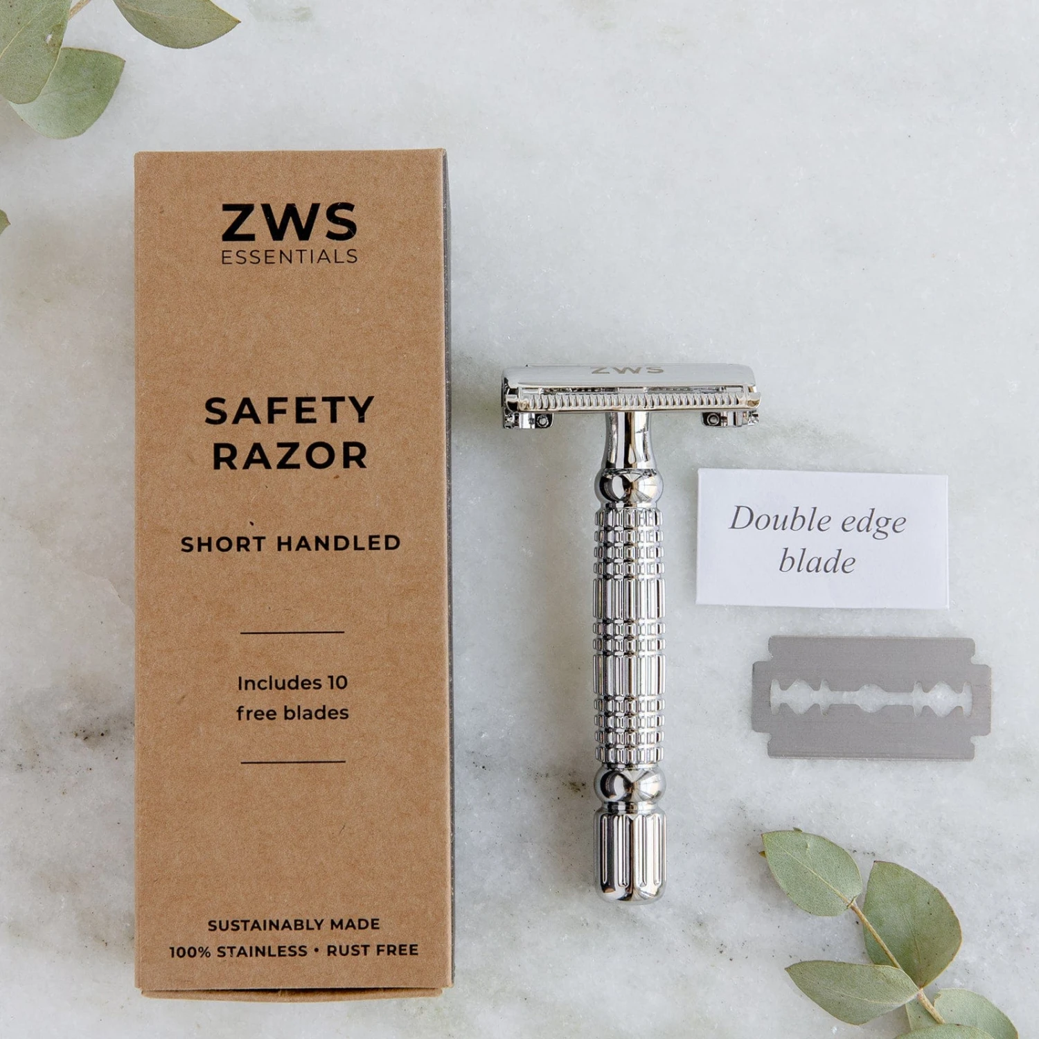 Zero Waste Safety Razor - Sustainable Razor - Stainless Steel, Single Blade, 10 Free Blades - Image 6